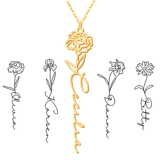 Personalized Birth Flower Necklace