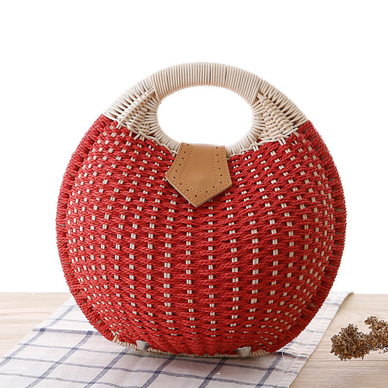 Runde Rattan-Handtasche