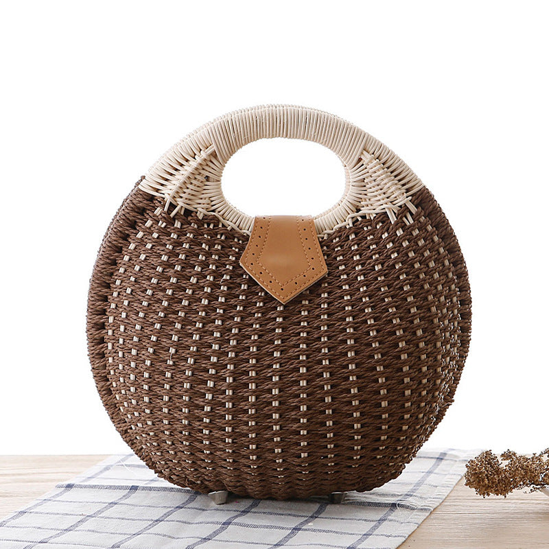 Runde Rattan-Handtasche