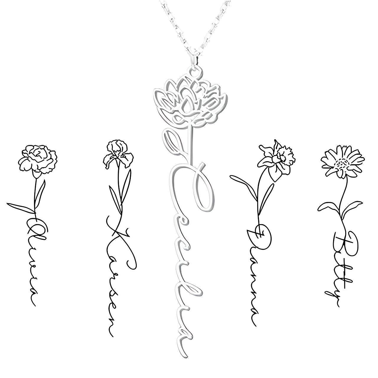 Personalized Birth Flower Necklace