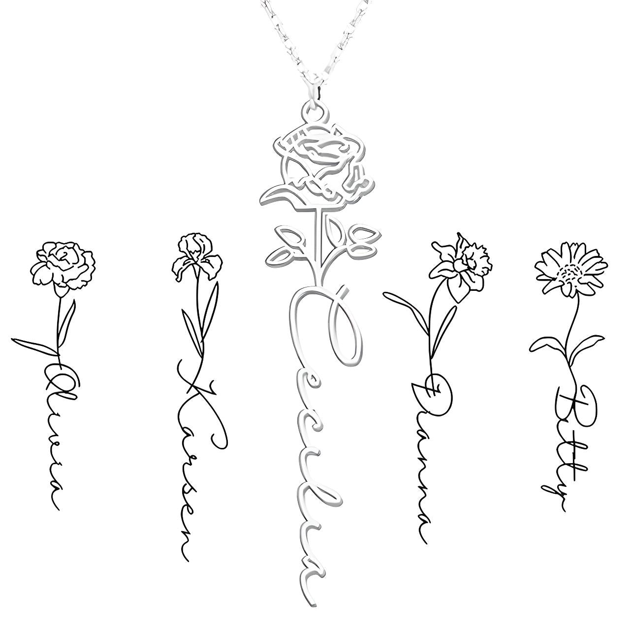 Personalized Birth Flower Necklace