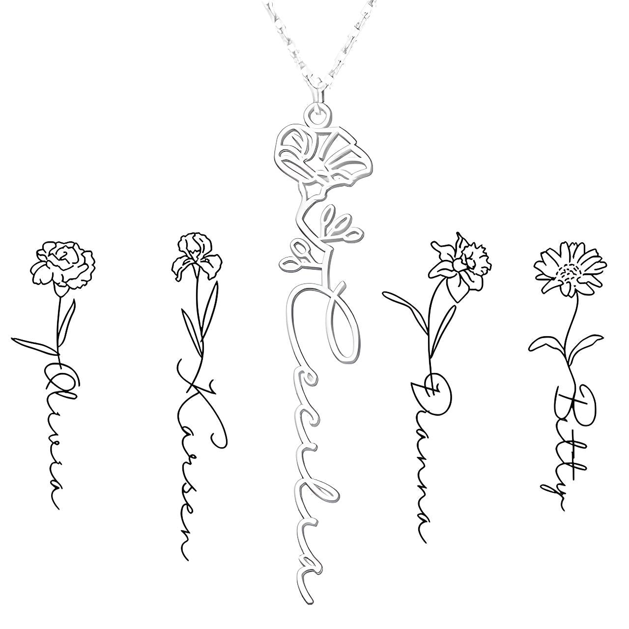 Personalized Birth Flower Necklace