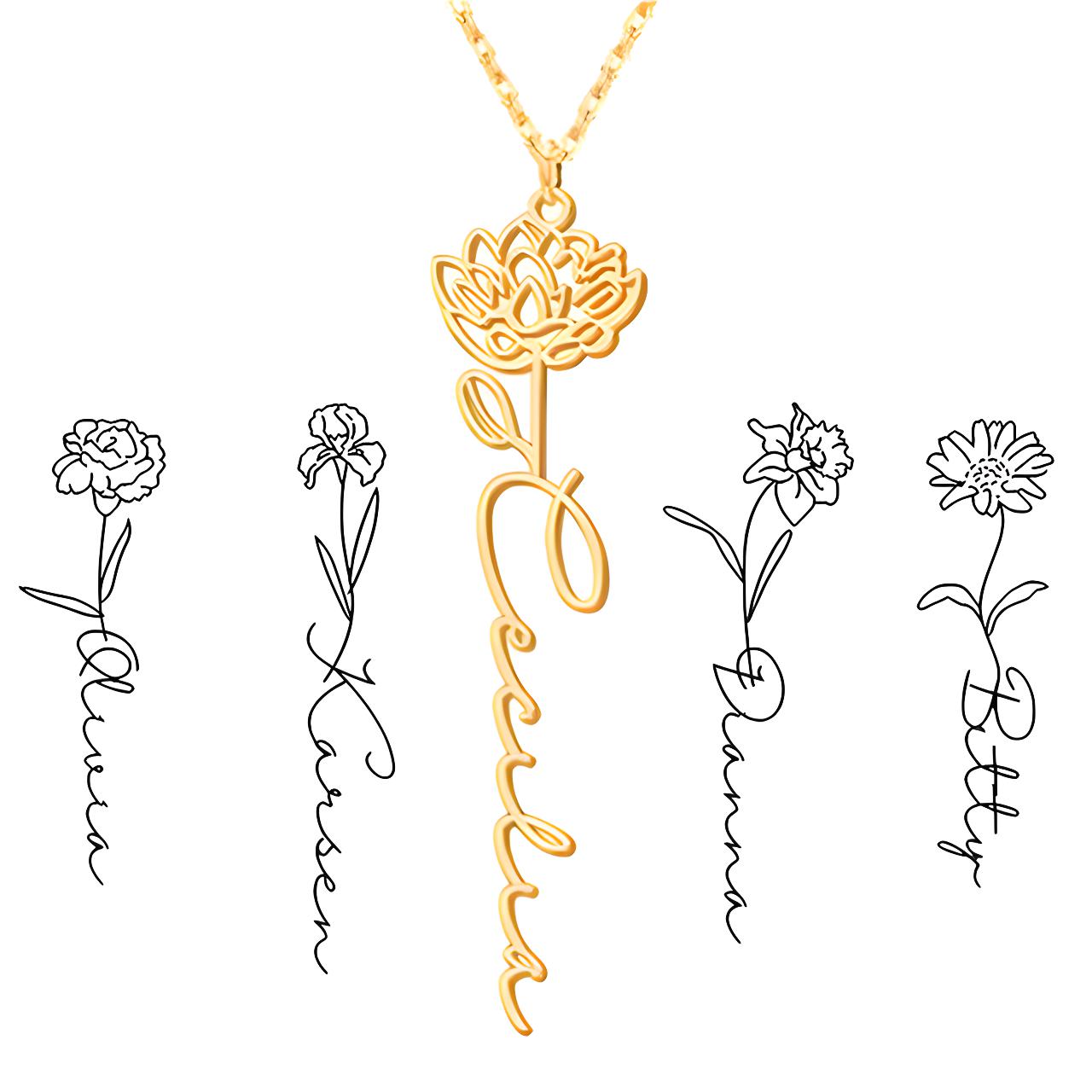 Personalized Birth Flower Necklace