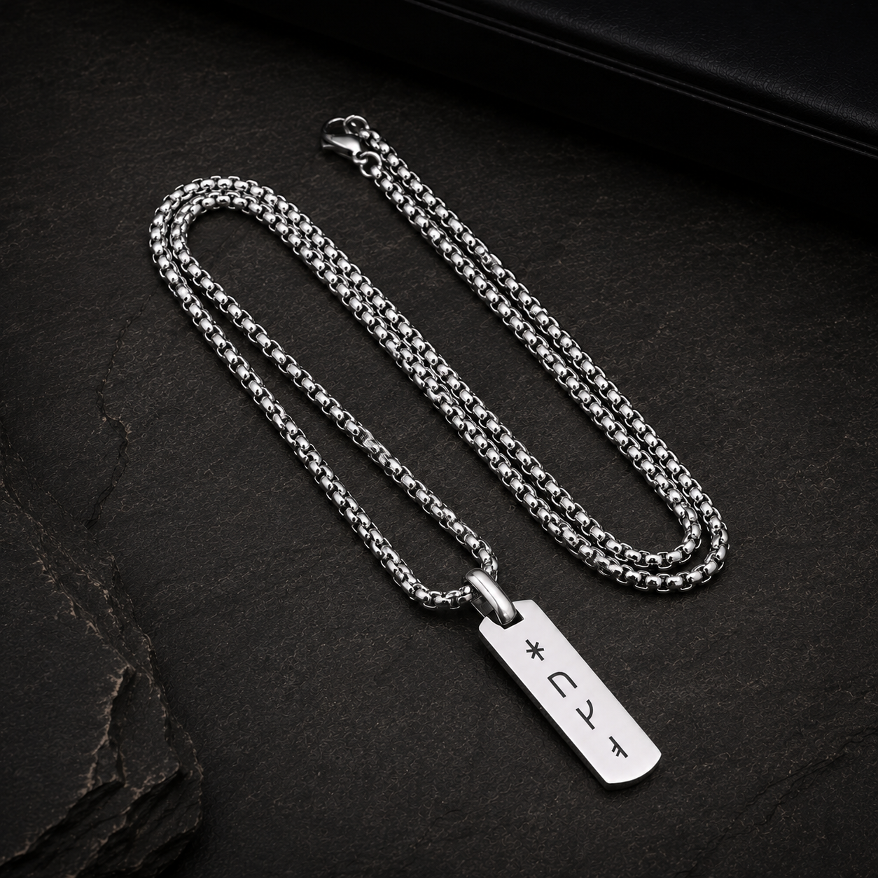 Viking Runes Engraved Necklace for Men