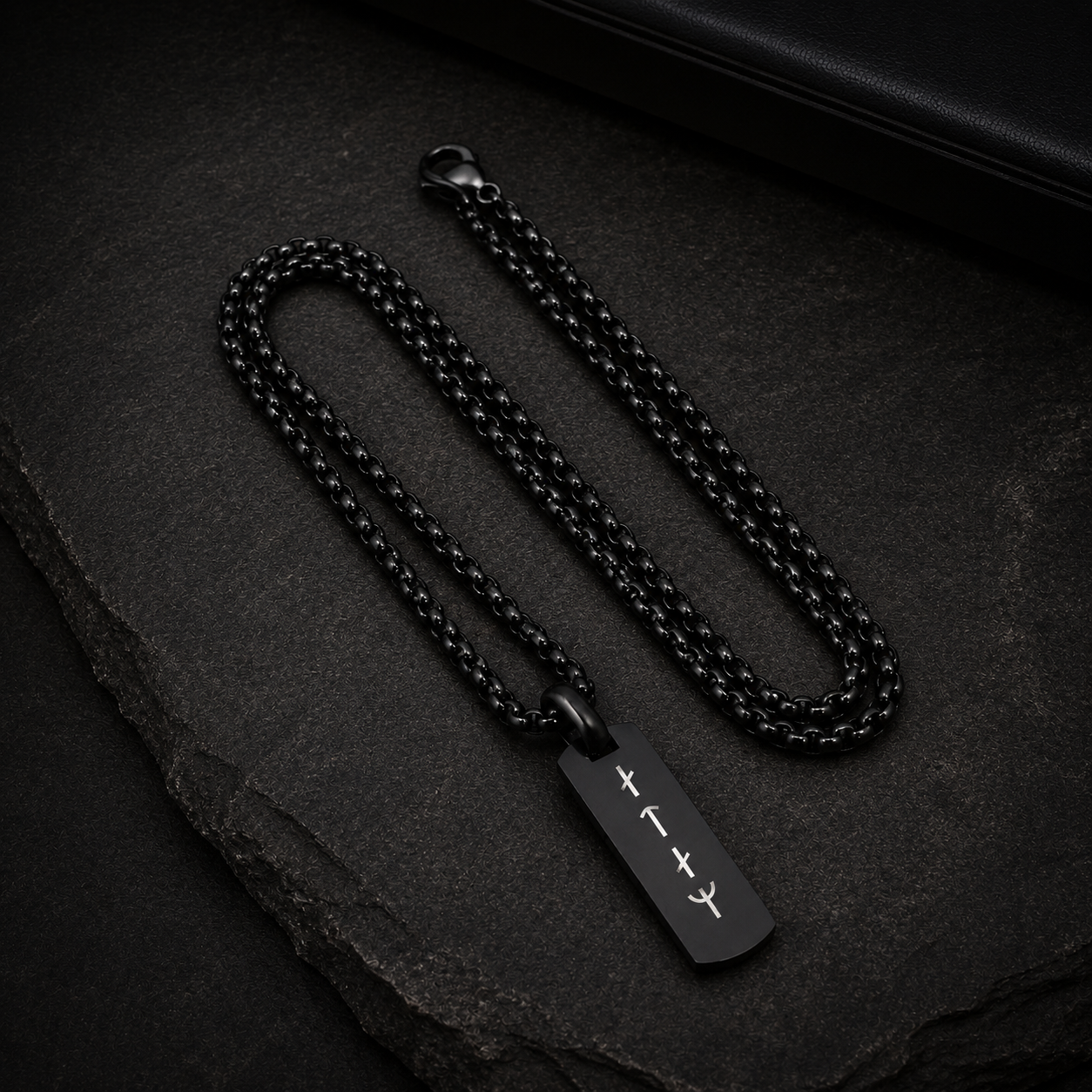 Viking Runes Engraved Necklace for Men